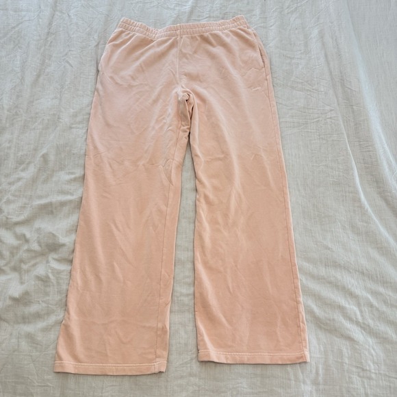 SKIMS French Terry Low Rise Straight Leg Pants Large Peach Creamsicle Lounge NWT - Picture 3 of 9